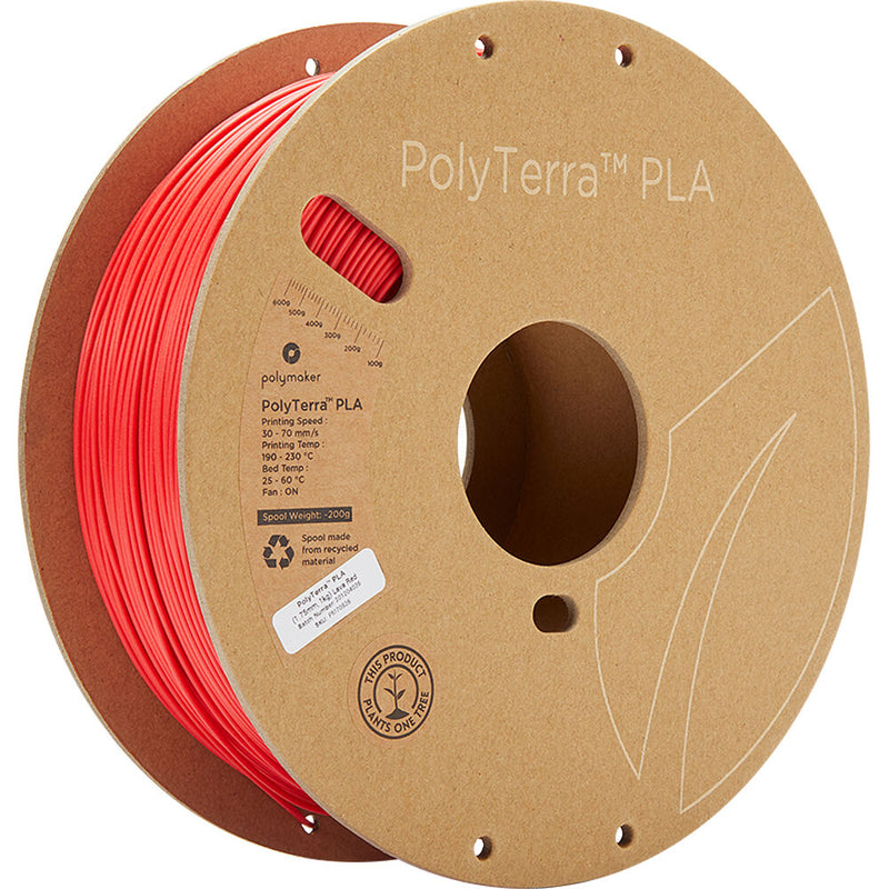 Polymaker PolyTerra PLA Eco Friendly 3D Printing Filament 2.2 lb (1.75mm Diameter, Lava Red)