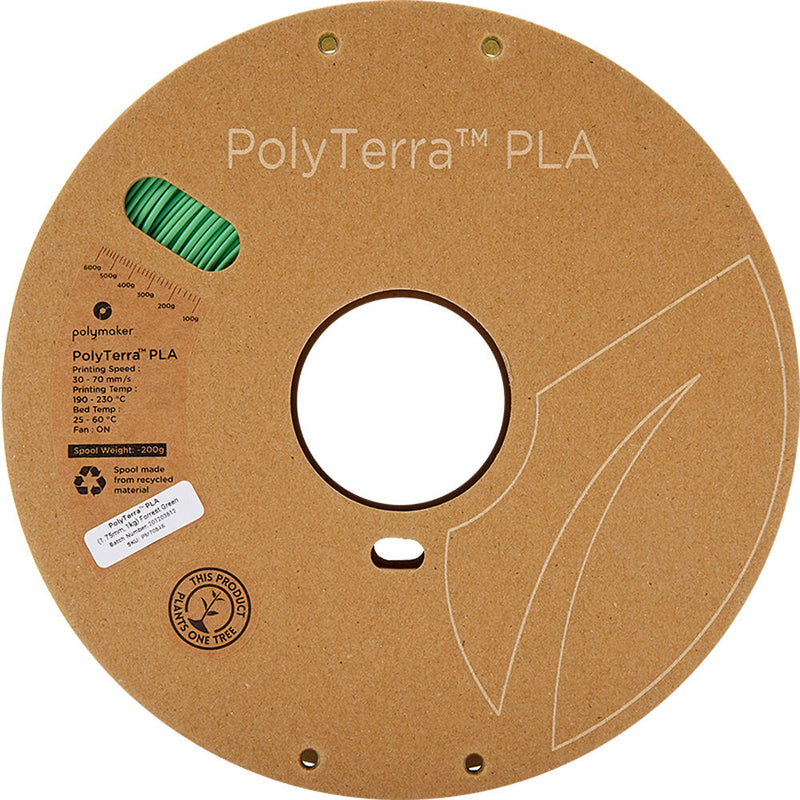 Polymaker PolyTerra PLA Eco Friendly 3D Printing Filament 2.2 lb (1.75mm Diameter, Forest Green)