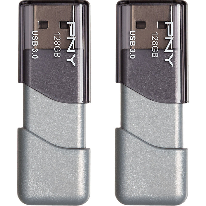 PNY Technologies 128GB Turbo Attach&eacute; 3 USB 3.0 Flash Drive (2-Pack,&nbsp;Gray)