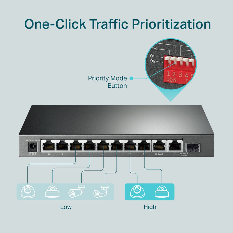 TP-Link TL-SG1210MP 10-Port Gigabit PoE+ Compliant Unmanaged Network Switch