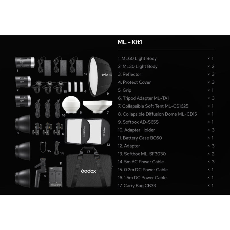 Godox ML60 & ML30 Daylight LED 3-Light Kit