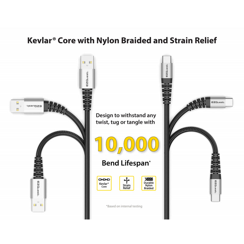 EZQuest DuraGuard USB Type-A to Type-C Cable (7.2')