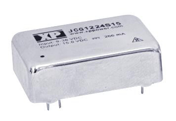 XP POWER JCG1224S15 12 Watt 2:1 Input Range Single Output DC/DC Converter, Input 18V to 36V, Output 15V/800mA