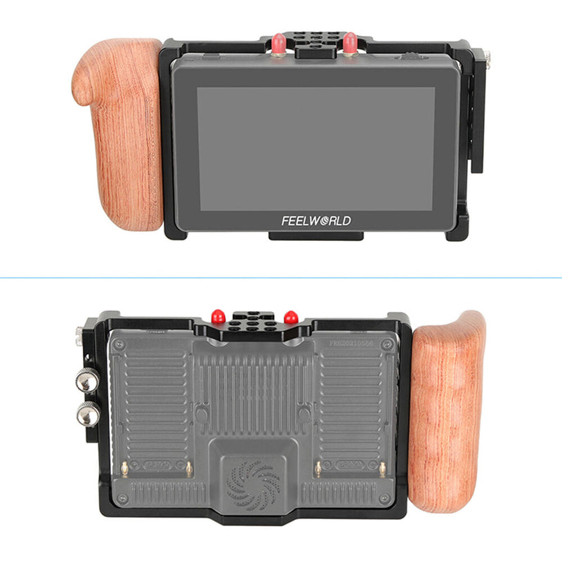 CAMVATE Full Cage with Wooden Handle for FeelWorld FT6/FR6 5.5" Monitor