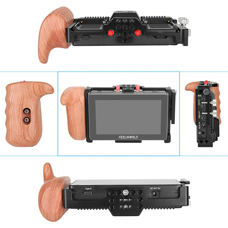 CAMVATE Full Cage with Wooden Handle for FeelWorld FT6/FR6 5.5" Monitor