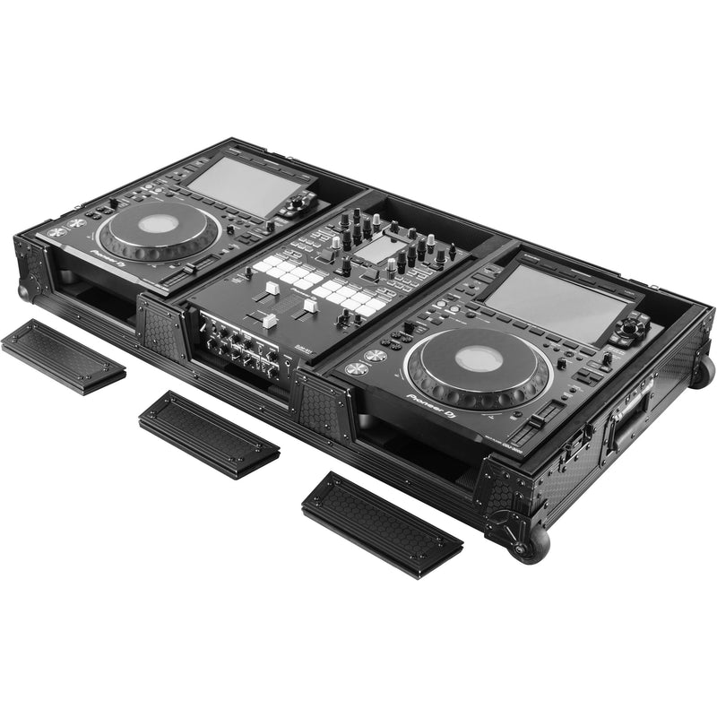 Odyssey Industrial Board Case for 10" DJ Mixer and Two Pioneer CDJ-3000 (Black on Black)