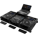 Odyssey Industrial Board Glide-Style Universal Case for 12" DJ Mixer and Two Pioneer CDJ-3000 (Black on Black)