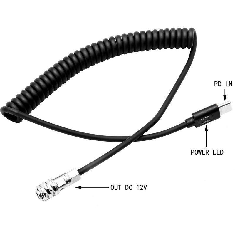 DigitalFoto Solution Limited USB Type-C to 2-Pin Coiled Power Cable for BMPCC