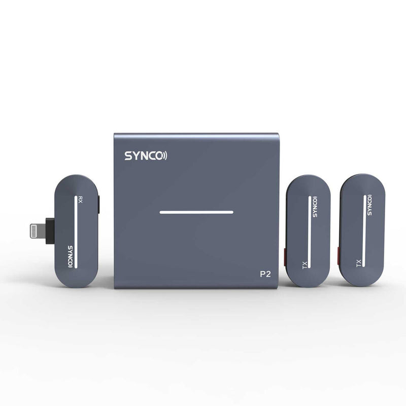 Synco P2L Miniature 2-Person Digital Wireless Microphone System with Lightning Connector for iPhones (Stone Blue, 2.4 GHz)