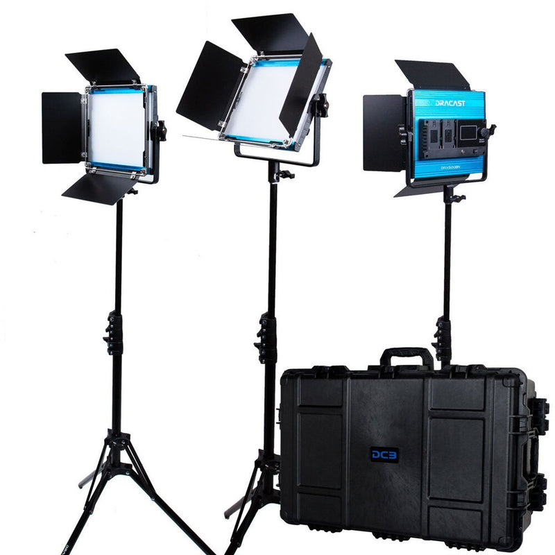 Dracast LED500 X-Series Daylight 3-Light Kit with Injection-Molded Travel Case