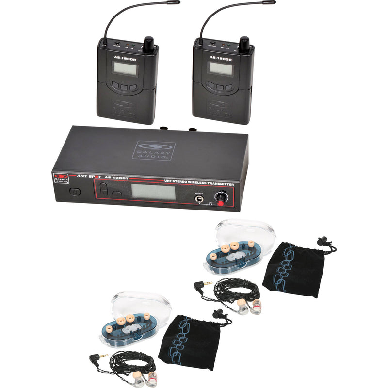 Galaxy Audio AS-1200 Twin Pack Wireless In-Ear Monitor System with 2 Receivers & EB6 Earbuds (N: 518 to 542 MHz)