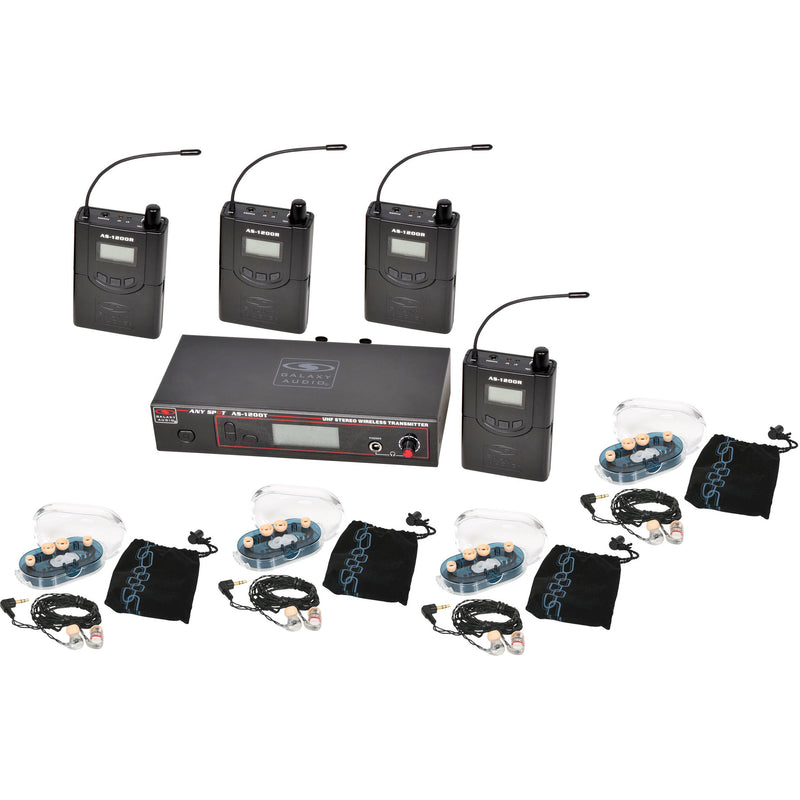 Galaxy Audio AS-1200 Band Pack Wireless In-Ear Monitor System with 4 Receivers & EB6 Earbuds (P4: 470 to 494 MHz)