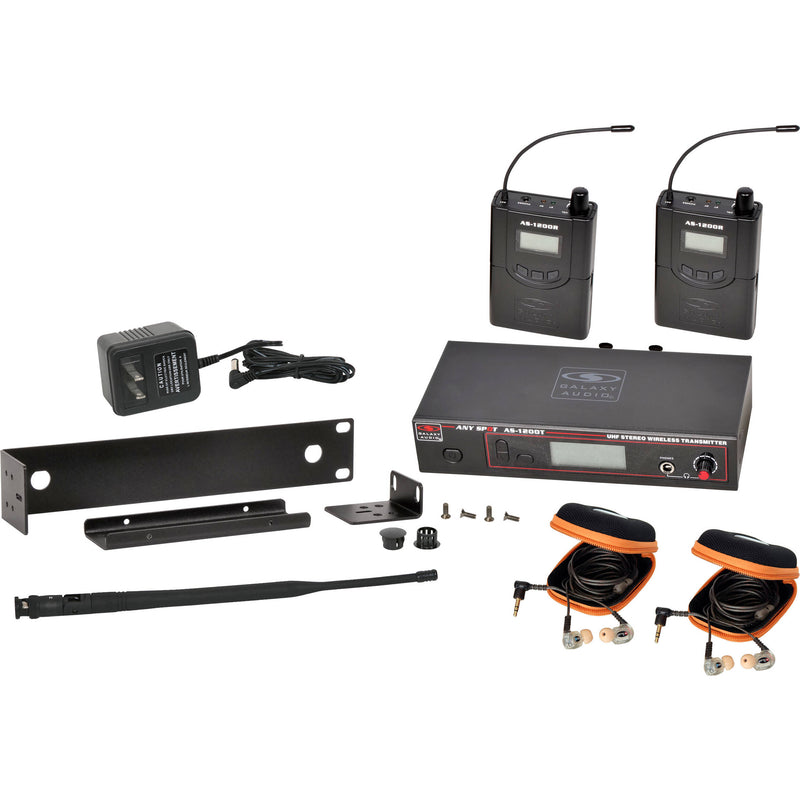 Galaxy Audio AS-1200 Twin Pack Wireless In-Ear Monitor System with 2 Receivers & EB10 Earbuds (N: 518 to 542)