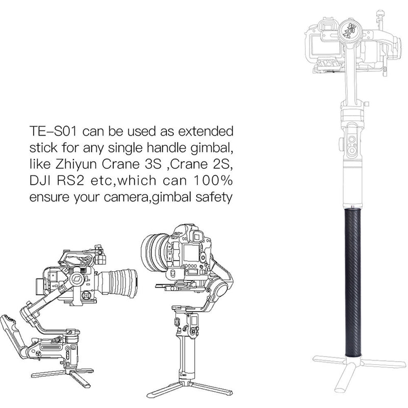 DigitalFoto Solution Limited Carbon Fiber Gimbal Handle Extension Stick for DJI RS 2, RS 3 & RS 3 Pro