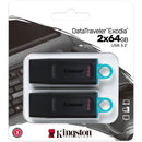 Kingston 64GB DataTraveler Exodia Flash Drive (2-Pack, Blue)