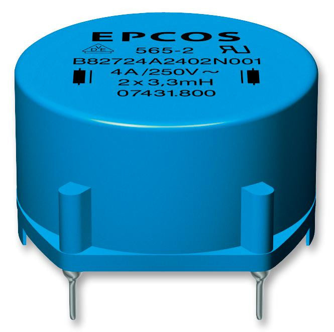 EPCOS B82724A2402N001 Choke, Power Line, Double, Ring Core, 3.3 mH, 4 A, B82724A Series