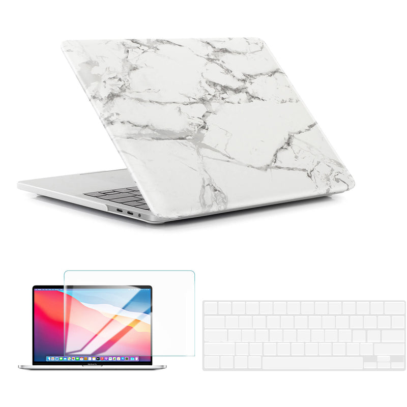 TechProtectus Hard-Shell Case with Keyboard Cover and Screen Protector for Apple 13" MacBook Air (White Marble)