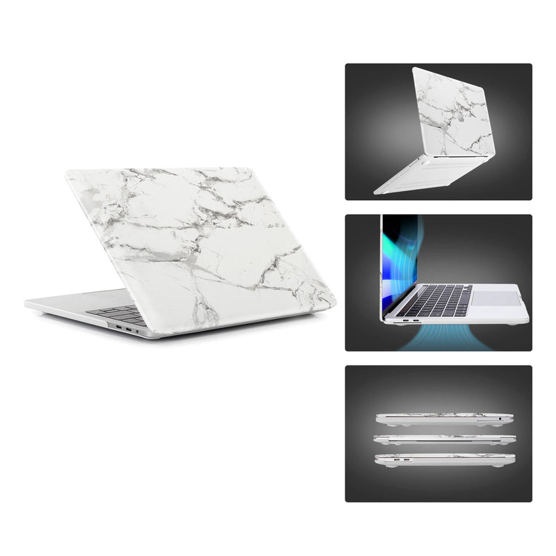 TechProtectus Hard-Shell Case with Keyboard Cover and Screen Protector for Apple 13" MacBook Pro M1/M2 (White Marble)