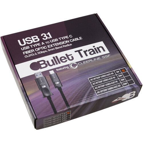 Bullet Train USB 3.1 Gen 2 Type-A to C Fiber Optic Extension Cable (98.4')