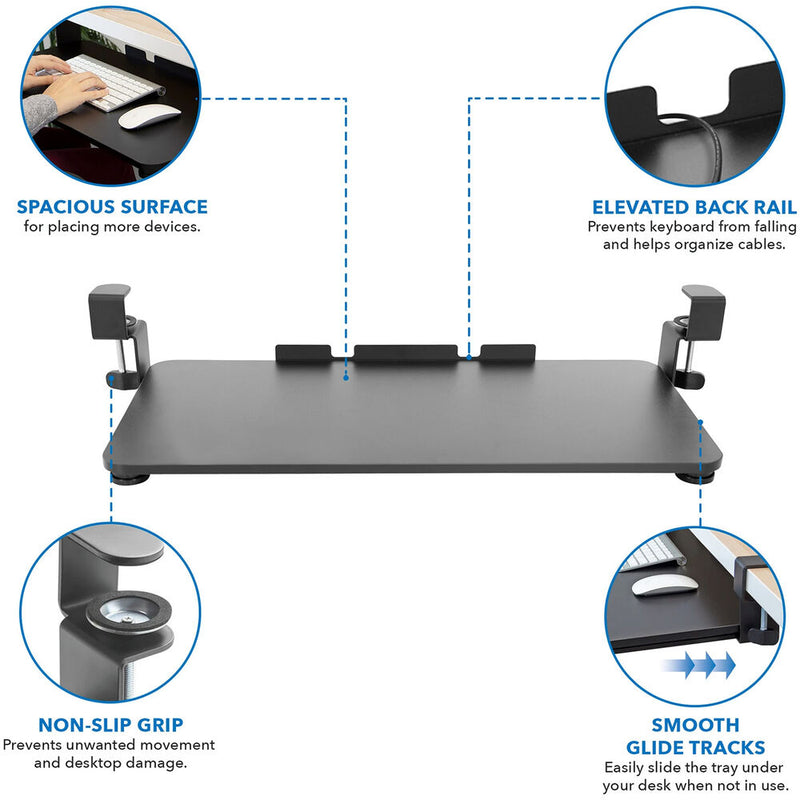 Mount-It! Clamp-On Adjustable Keyboard & Mouse Tray