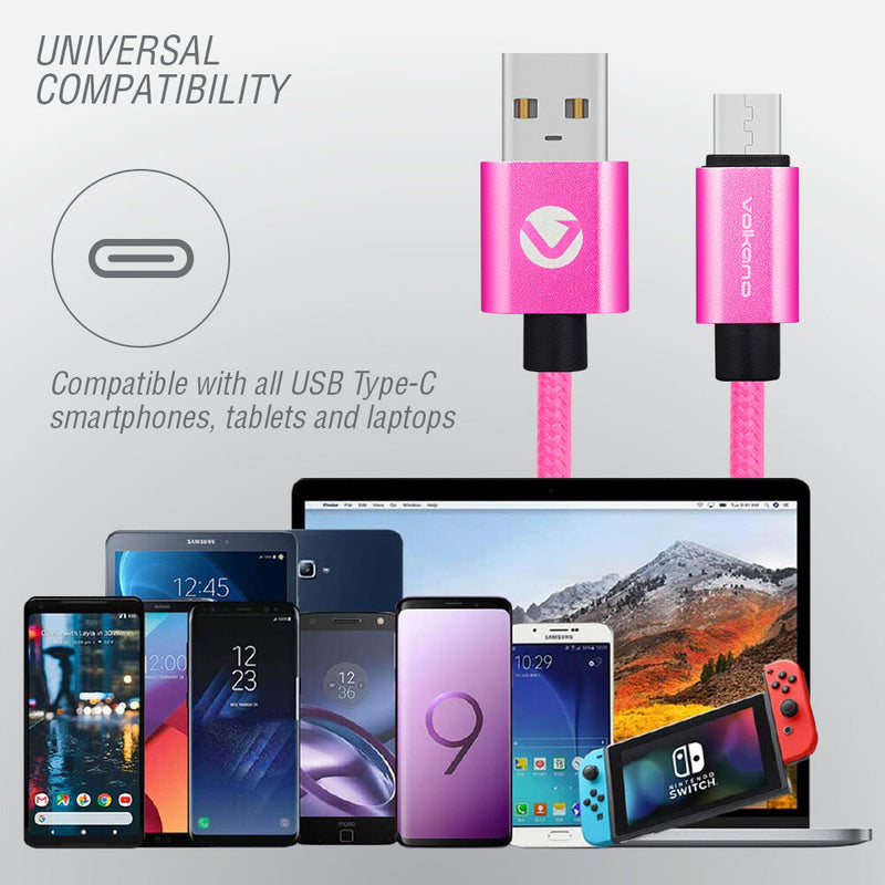 Volkano Fashion Series USB Type-A to USB Type-C Cable (5.9', Lumo Pink)