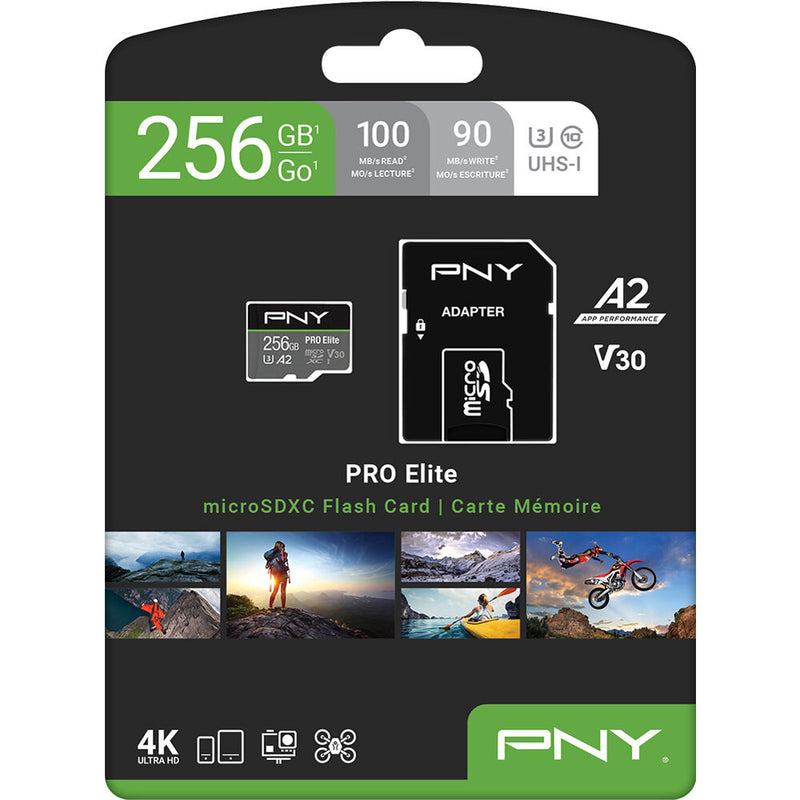 PNY Technologies 256GB PRO Elite UHS-I microSDXC Memory Card with SD Adapter