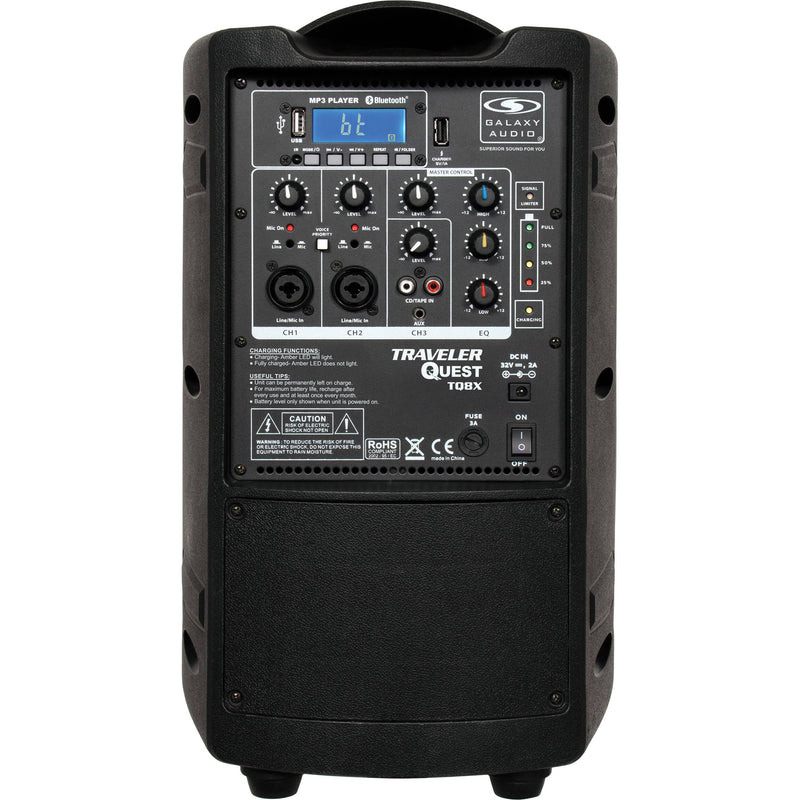 Galaxy Audio Traveler Quest TQ8X PA with GTU-HSP5AB Wireless Mic System (A & B: 524.5 to 594.5 MHz)