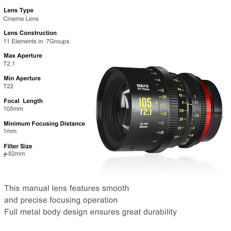 Meike FF-Prime Cine 105mm T2.1 Lens (PL-Mount, Feet/Meters)