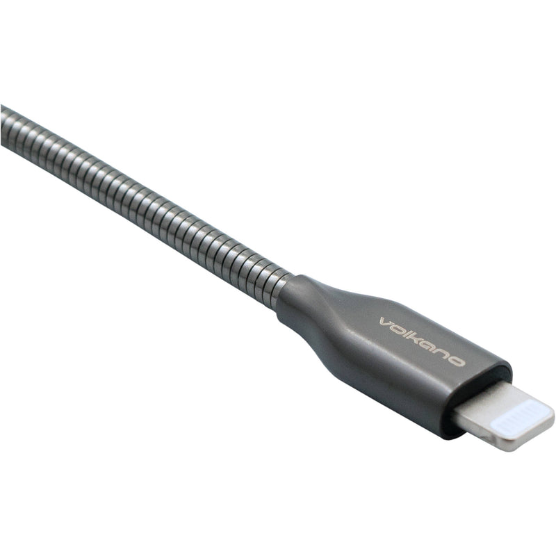 Volkano Iron Series Round Metallic Lightning Cable (6', Gun Metal)