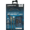 Volkano Iron Series Round Metallic Lightning Cable (6', Gun Metal)