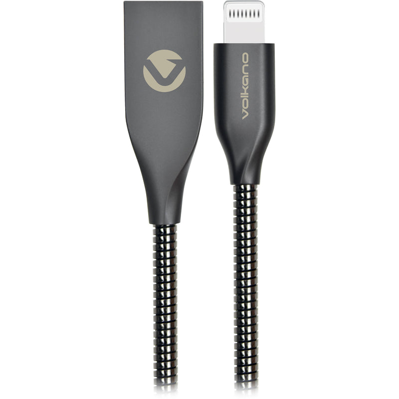 Volkano Iron Series Round Metallic Lightning Cable (6', Gun Metal)