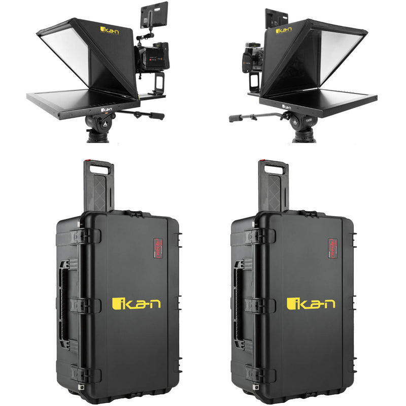 ikan P2P Interview System with Two 19" High-Bright Teleprompters & Hard Cases