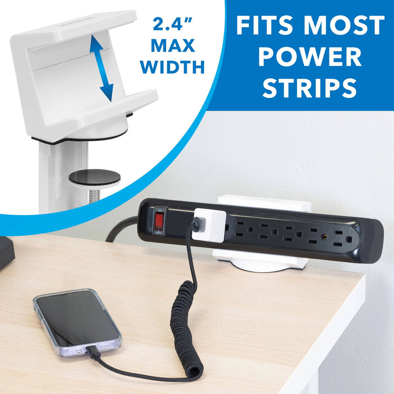 Mount-It! Power Strip and Clamp Desk Mount (White)