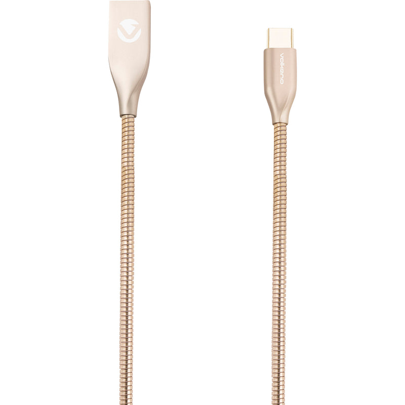 Volkano 6' Iron Series Round Metallic Spring USB Cable (Champagne Gold)