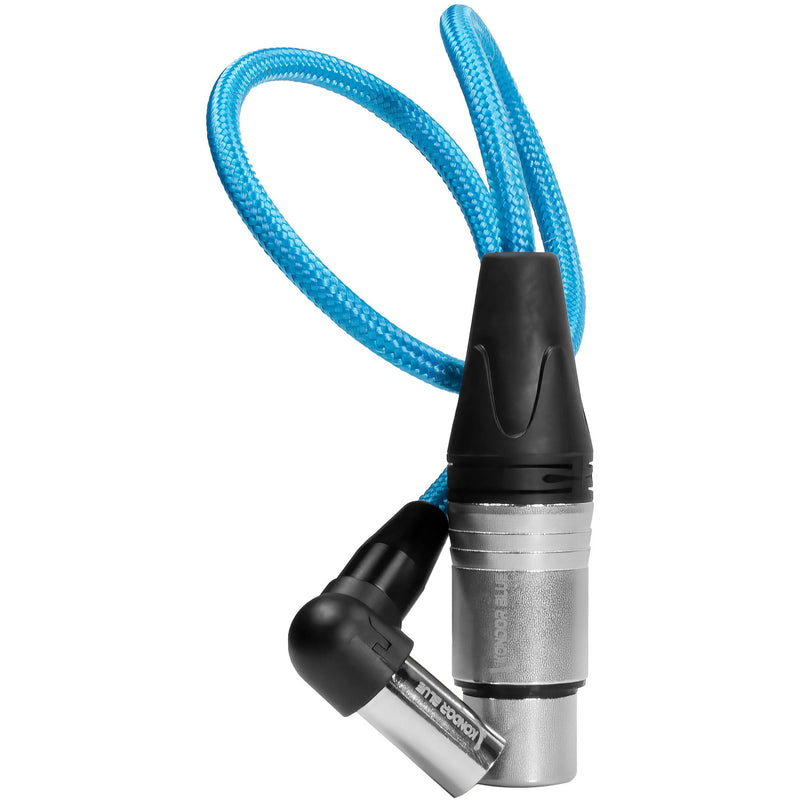 Kondor Blue Right-Angle Mini-XLR Male to XLR Female Cable for BMPCC 6K Pro & Canon C70 (17")