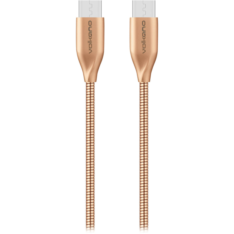 Volkano Iron Series Round Metallic Type-C Cable (6', Champagne Gold)