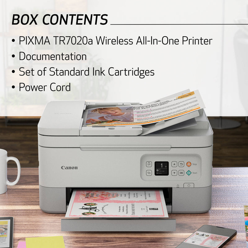 Canon PIXMA TR7020a Wireless Inkjet All-In-One Color Printer (White)