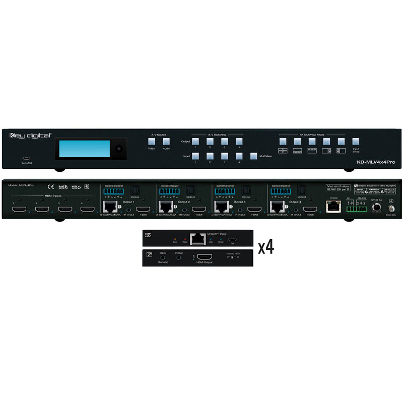 Key Digital 4x4 UHD 4K Multiview Presentation Matrix Switcher