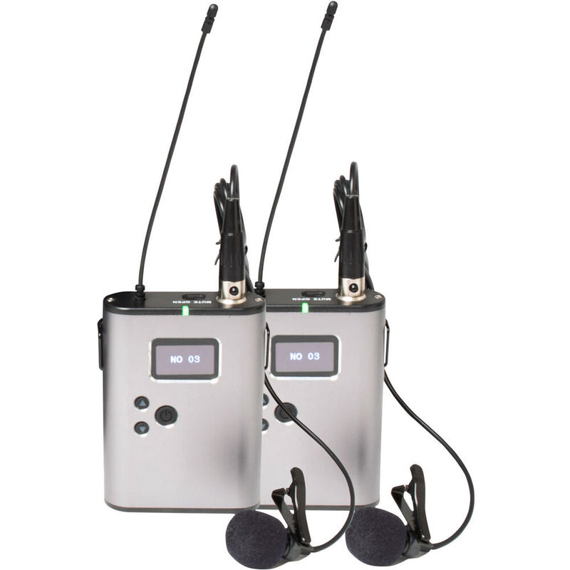 VocoPro BENCHMARK-DUAL-BP Dual-Channel Wireless Lavalier/Headset Microphone System with Active Antennas and Flight Case (900 MHz)