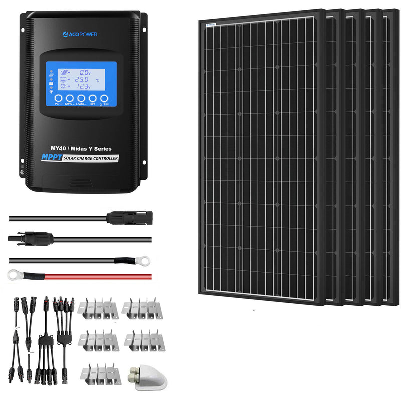 ACOPower 500W Monocrystalline Solar Panel RV Kit