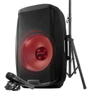 Gemini 2000W 2-Way 15" Powered Bluetooth Loudspeaker with Light Show, Stand, and Microphone