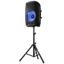 Gemini 2000W 2-Way 15" Powered Bluetooth Loudspeaker with Light Show, Stand, and Microphone