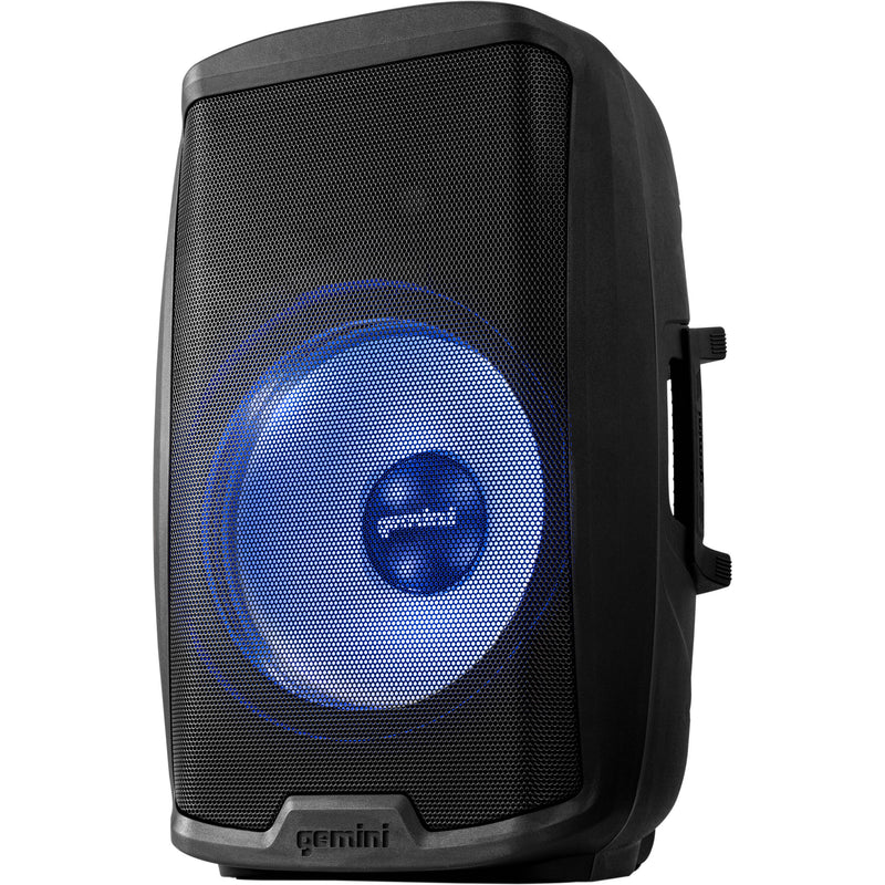 Gemini 2000W 2-Way 15" Powered Bluetooth Loudspeaker with Light Show, Stand, and Microphone