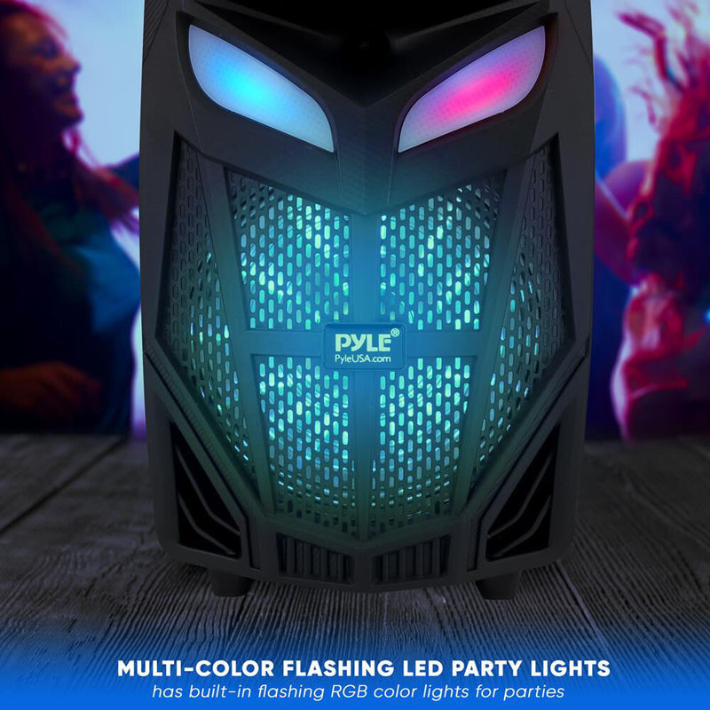 Pyle Pro PPHP121WMB 12" 800W 2-Way Portable Bluetooth PA Speaker with Flashing Party Lights & Wireless Mic