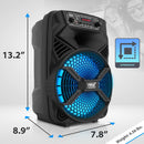 Pyle Pro PPHP836B Portable 8" 300W PA Speaker System with Bluetooth