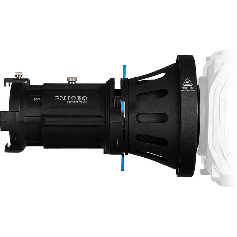 FotodioX Pro Warrior Spotlight Modifier SN1980 with 20&deg; Optical Lens, Spotlight Iris & 12-Piece Gobo Set