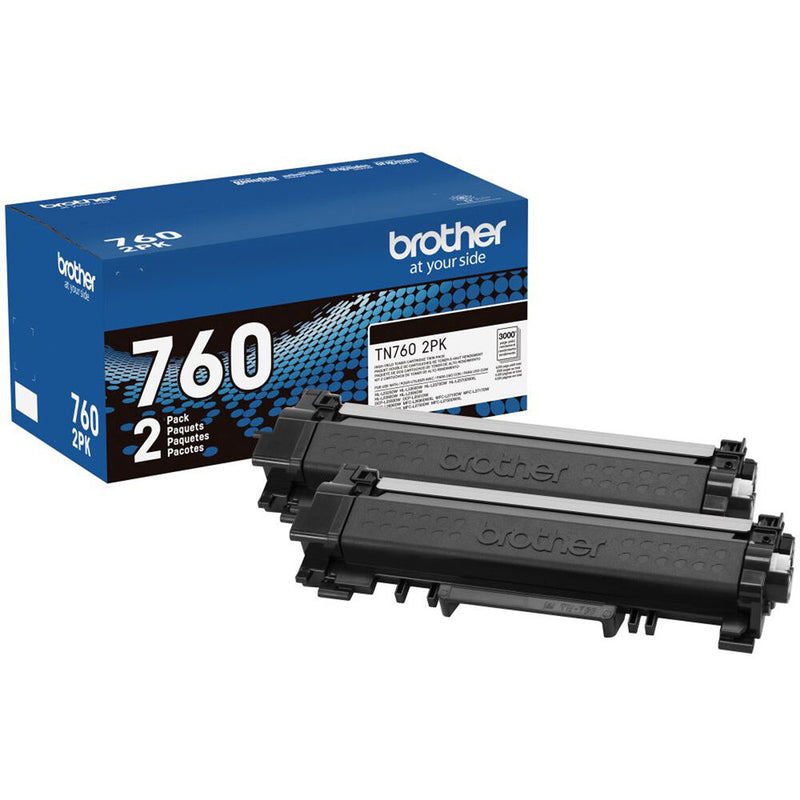 Brother TN760 High Yield Black Toner Cartridge Kit (2-Pack)