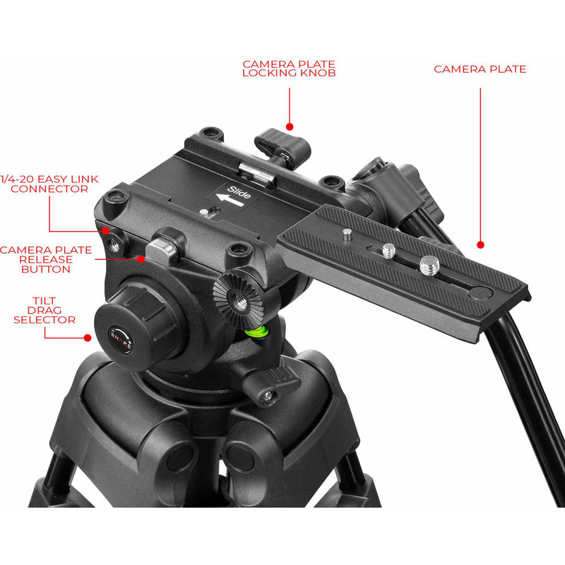 SHAPE SVT10K 3-Stage Video Tripod with Fluid Head and Bag