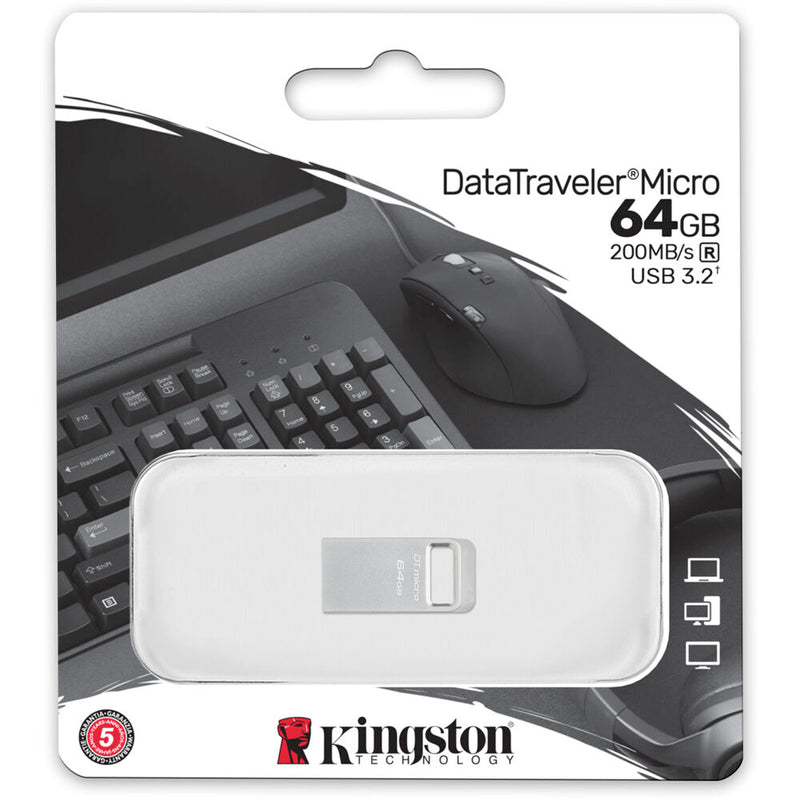 Kingston 64GB DataTraveler Micro USB Flash Drive (Silver)