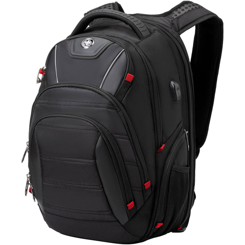 Swissdigital Circuit Antibacterial Backpack (Black and Red)